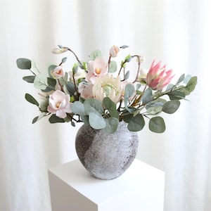 Flower Centerpiece Artificial Magnolia Flower Faux Protea Wedding Spring Decor Floral Arrangement Hotel