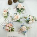Artificial light Pink and Blue Corsage Wedding Corsage Bridesmaid Corsage Gents Boutonniere Groom Buttonhole Prom Corsage Spring Wedding
