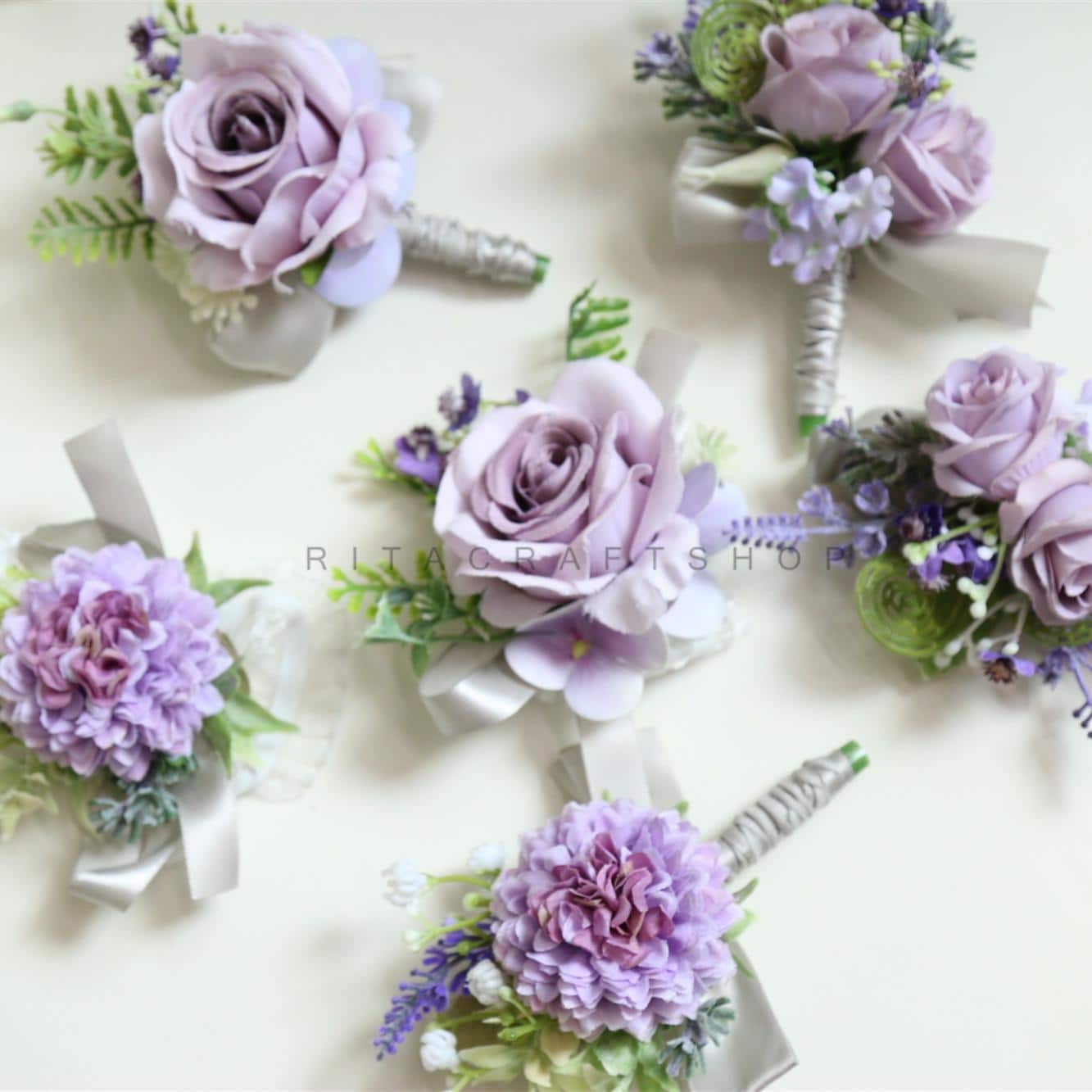 Artificial Dusty Purple Corsage Lavender Wedding Corsage Set Bridesmaid  Corsage Gents Boutonniere Grooms Prom Corsage Boho Wedding Rustic - Etsy, image size:1333x1333