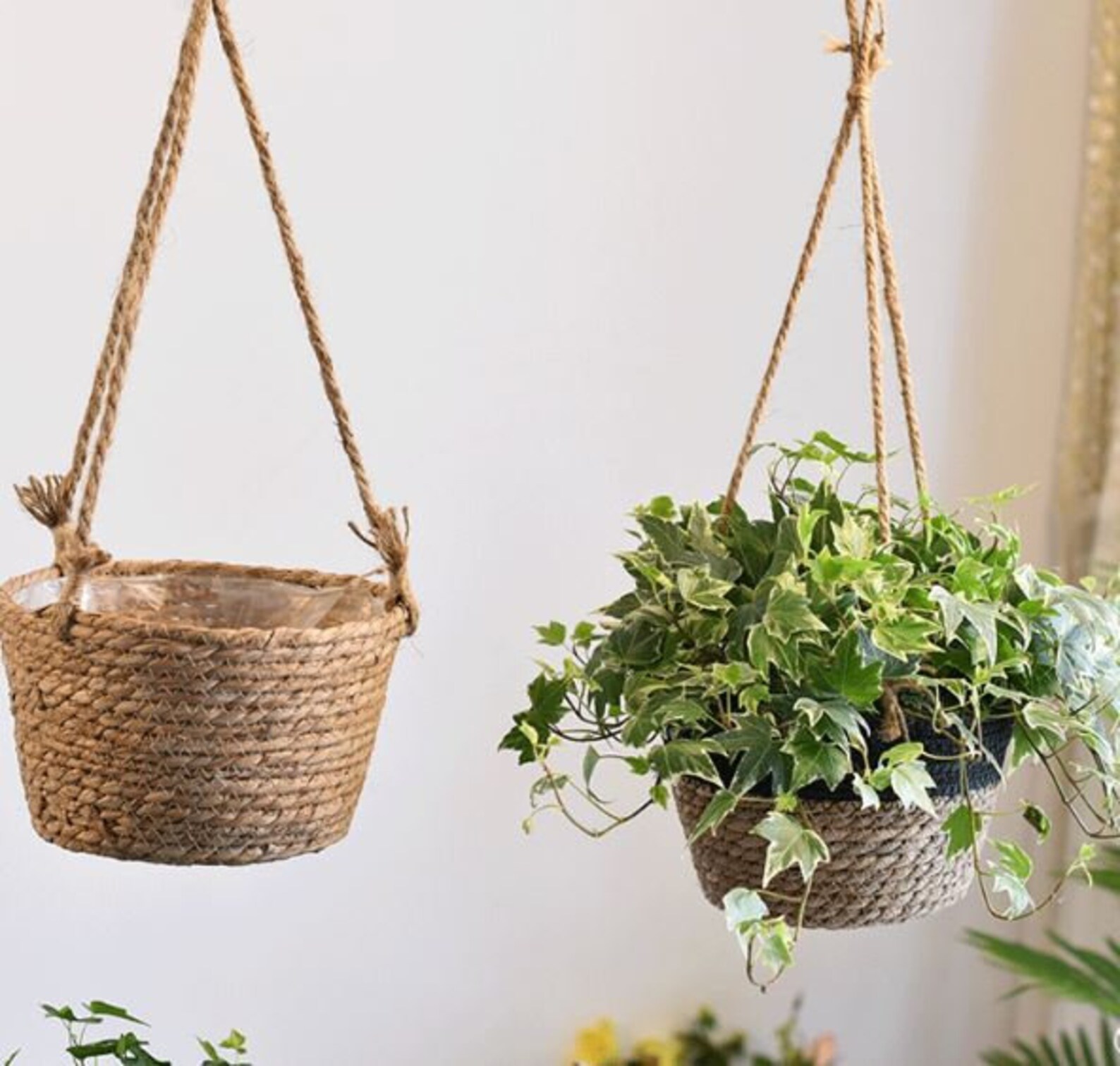 Handwoven Grass Basket Hanging Basket Planter Basket Plant Pot Etsy