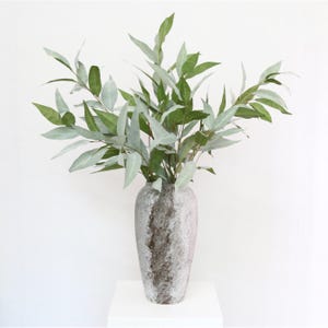 3 stems Dusty Green Artificial Eucalyptus Leaves Branches Faux Sage Green Leaves Stem Fake Plant Greenery Home Hotel Decor Rustic Decor