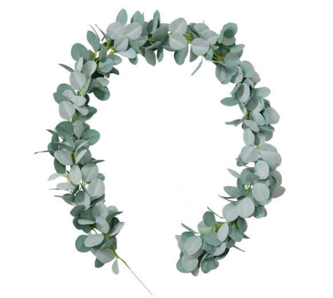 Artificial Greenery Garland Fake Gray Green Leaves Vines Faux Etsy