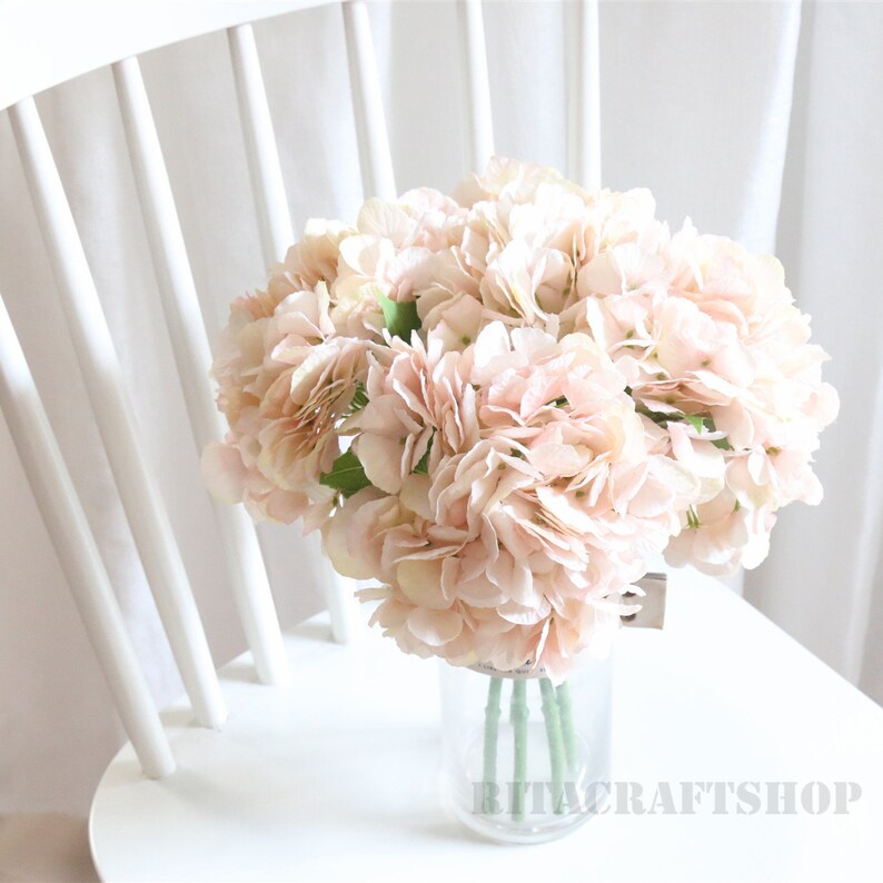Artificial Hydrangea Champagne Pink Faux Blush Pink Flower Etsy