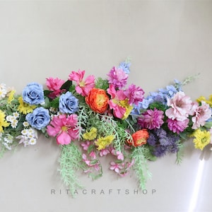 Rainbow Flower Wild Flower Wedding Garland for Table Wedding Arrangement Wedding Swag Wedding Backdrop Arch Flower