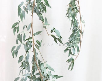 Artificial Eucalyptus Leaves Greenery Garland Fake Gray Dusty Green Leaves Vines Faux Willow Leaves Silk Wedding Backdrop Wall Decor Arch
