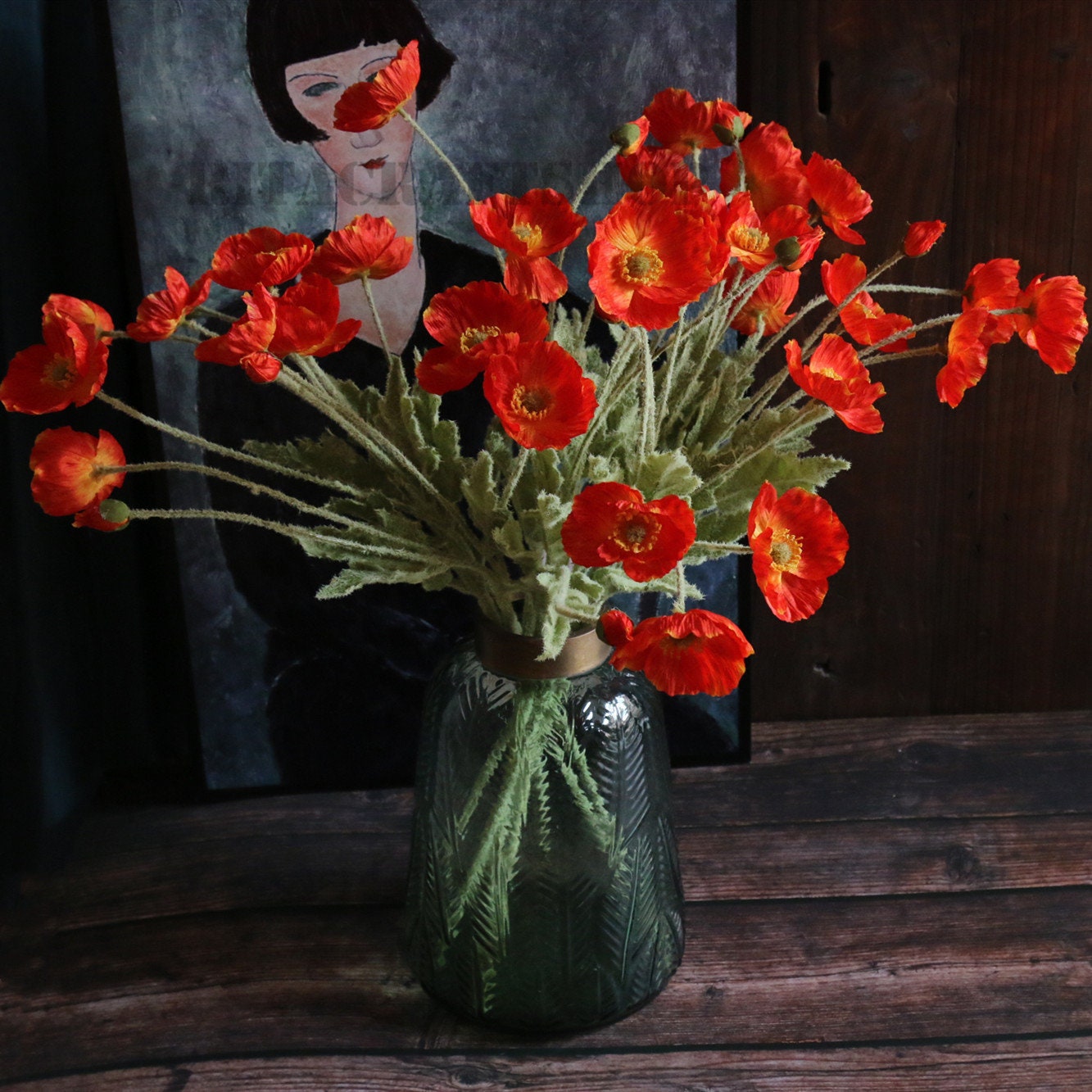 5 stems Silk Poppy Stem Fake Poppy Orange Red Faux Flower Etsy
