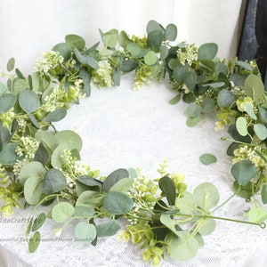 Artificial Eucalyptus Leaves Garland Faux Greenery Garland Fake Green Leaves Vines Wedding Garland Table Runner Decor
