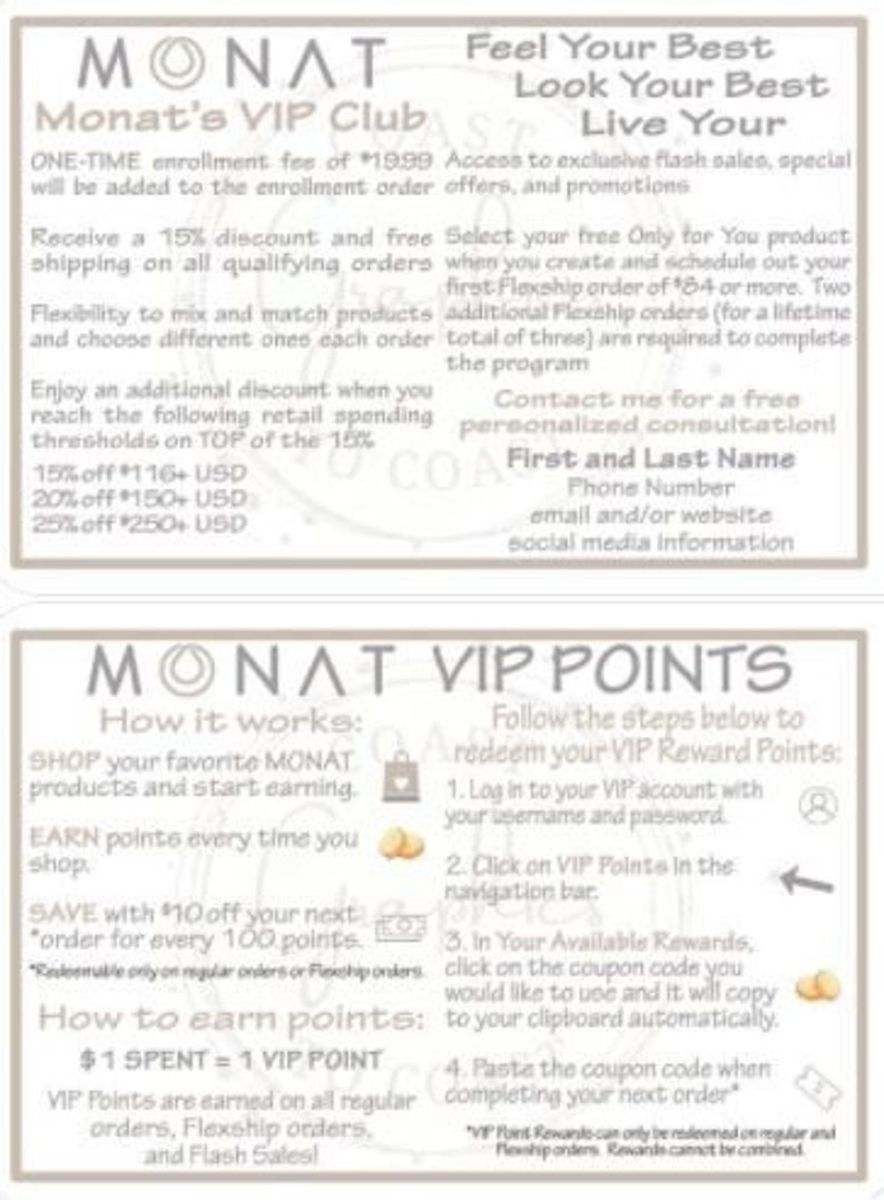 Monat 4x6 VIP Information Cards | Etsy