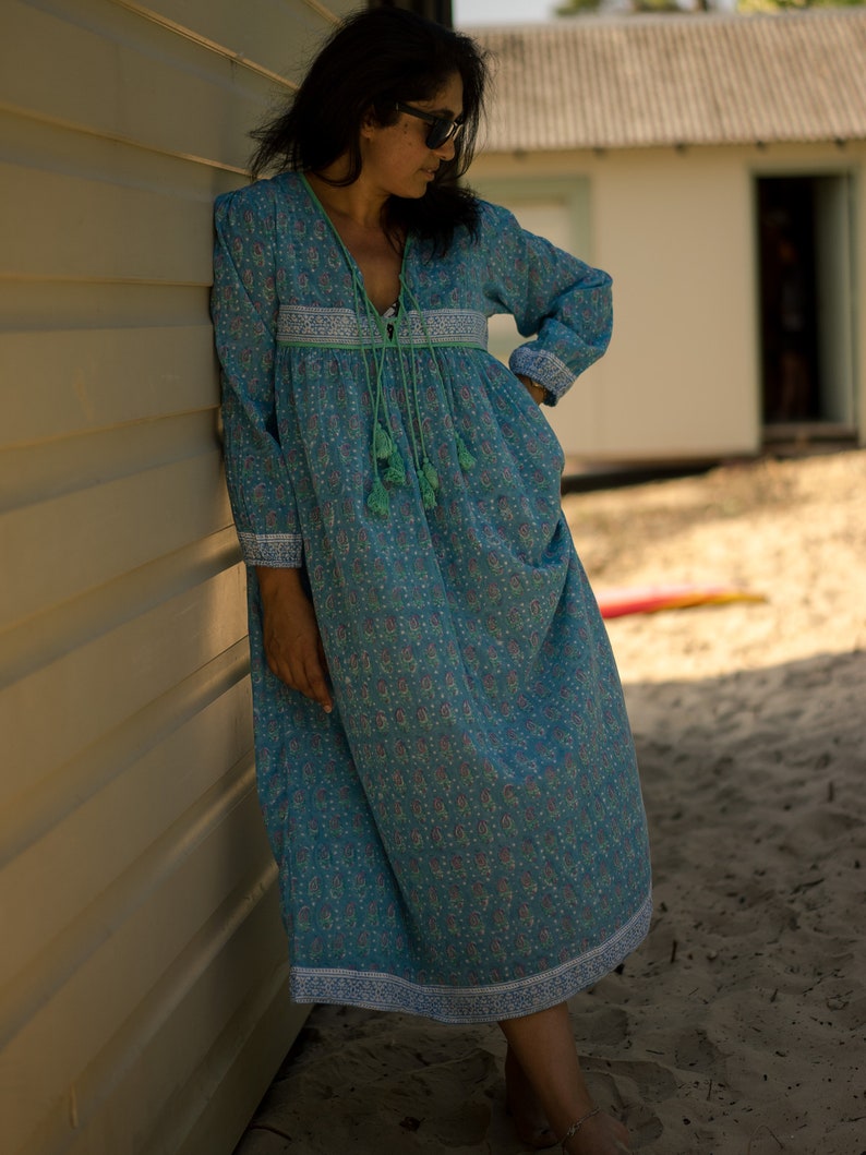 Indian Cotton Gauze Long Bohemian Chic Hippie Style Dress Woman Dress