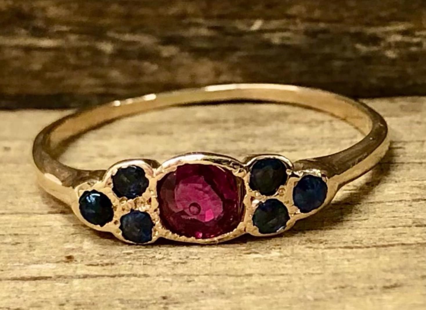Ladies Ruby and Sapphire Ring Etsy