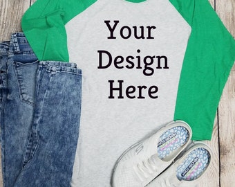 Download Nextlevel Green Raglan Mockup Digital Download , PNG ...