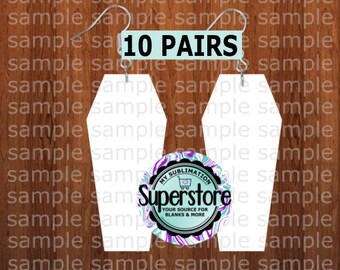 Coffin sublimation earrings - 10 pairs - Sublimation blanks -FREE SHIPPING - USA blanks - Fall sublimation blanks - Halloween sublimation