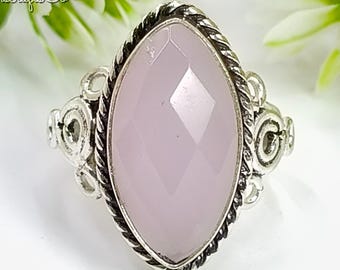 Oxidized Sterling Silver Rose Quartz Ring: Handmade Gemstone Statement Jewelry