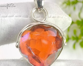 Mystic Topaz Pendant: Handmade Sterling Silver Vintage Style