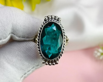 London Blue Topaz Ring: Long Oval, 925 Sterling Silver
