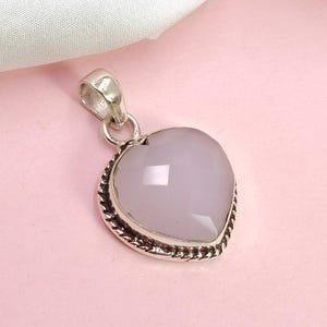 Rose Quartz Heart Pendant: Handmade 925 Sterling Silver Gemstone Necklace