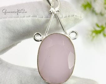 Rose Quartz Pendant Necklace: Sterling Silver Gemstone Jewelry