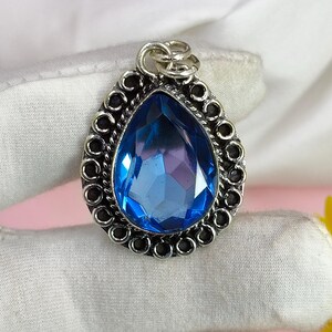 Boho Tanzanite Pendant: Handmade Sterling Silver Gemstone Jewelry