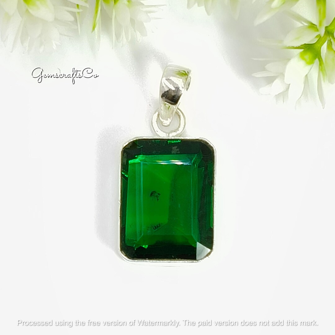 Handmade Chrome Diopside Pendant: Sterling Silver Green Gemstone