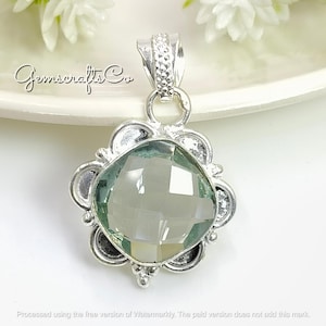 Green Amethyst Pendant Necklace: 925 Sterling Silver, Elegant Jewelry