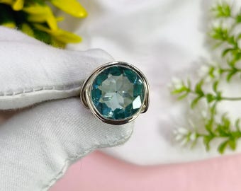Green Amethyst Sterling Silver Ring: Wide Band Statement Jewelry