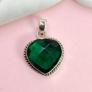 Handmade Chrome Diopside Pendant: Antique Sterling Silver Green Crystal Necklace