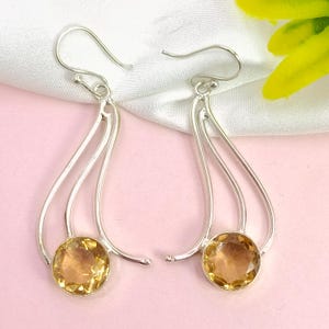 Peach Morganite Dangle Earrings: Sterling Silver Gemstone Jewelry
