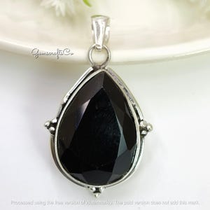 Black Onyx Teardrop Pendant Necklace: Sterling Silver Gemstone Jewelry
