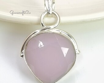 Rose Quartz Heart Pendant: Sterling Silver Gemstone Necklace, Handmade