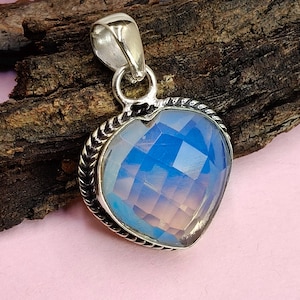 Opalite Pendant: Handmade Oxidized 925 Sterling Silver Boho Necklace