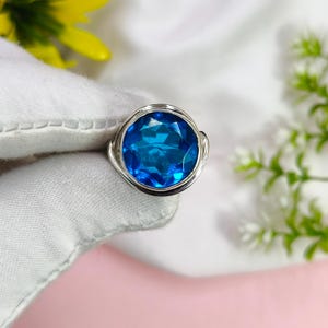 Blue Topaz Ring 925 Sterling Silver Gemstone Engagement Ring For Women - Promise Ring November Birthstone Anniversary Gift For Her