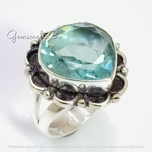 Aquamarine Ring, Silver Band Ring, 925 Sterling Silver, Gemstone Ring, Promised Ring, Popular Ring, Handmade Ring, Women Ring, Gift For Her