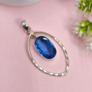 Tanzanite Pendant 925 Sterling Silver Pendant Necklace Tanzanite Gemstone Pendant Jewelry Handmade Pendant Tanzanite Jewelry Gift For Her