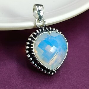 Handmade Opalite Pendant Necklace: 925 Sterling Silver Gemstone Jewelry