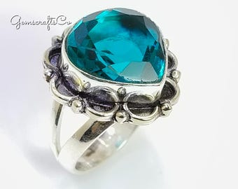 Heart London Blue Topaz Ring, 925 Sterling Silver