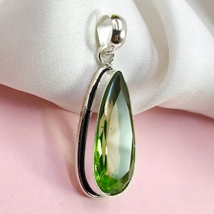 Peridot Teardrop Pendant Necklace: Sterling Silver August Birthstone