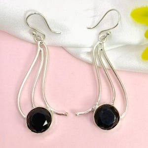 Handmade Black Onyx Dangle Earrings: 925 Sterling Silver Jewelry