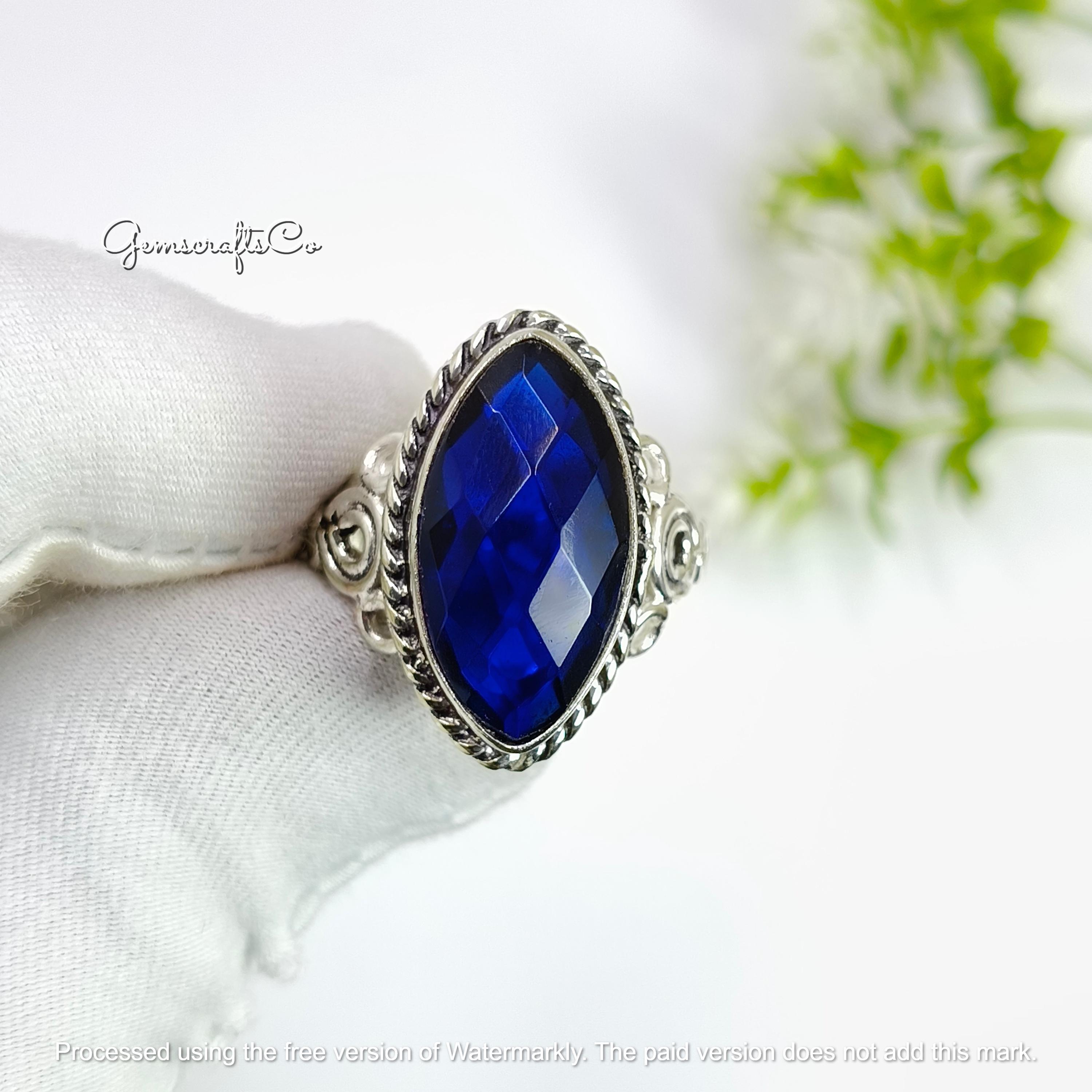 サファイア　リング　マーキス　silver925 指輪 2564c582c0ff54fd112169241e28ce