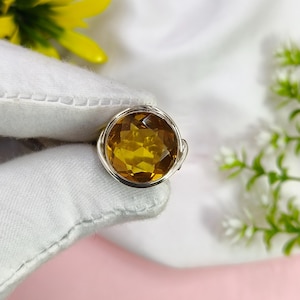 Citrine Sterling Silver Ring: Handmade Dainty November Birthstone