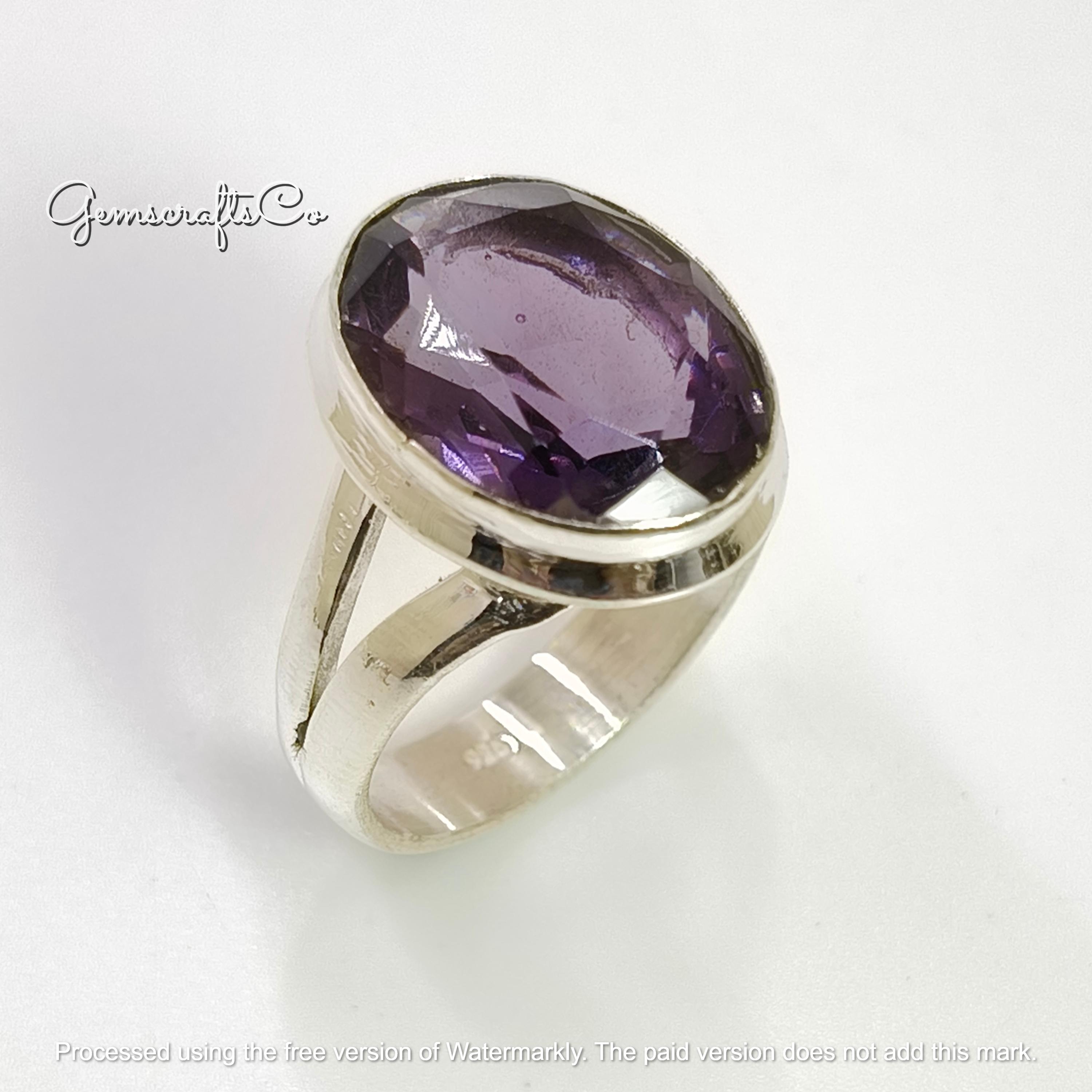 Bague En Argent 925 Avec Améthyste - Taille 47 - Poids 4,81g - Occasion