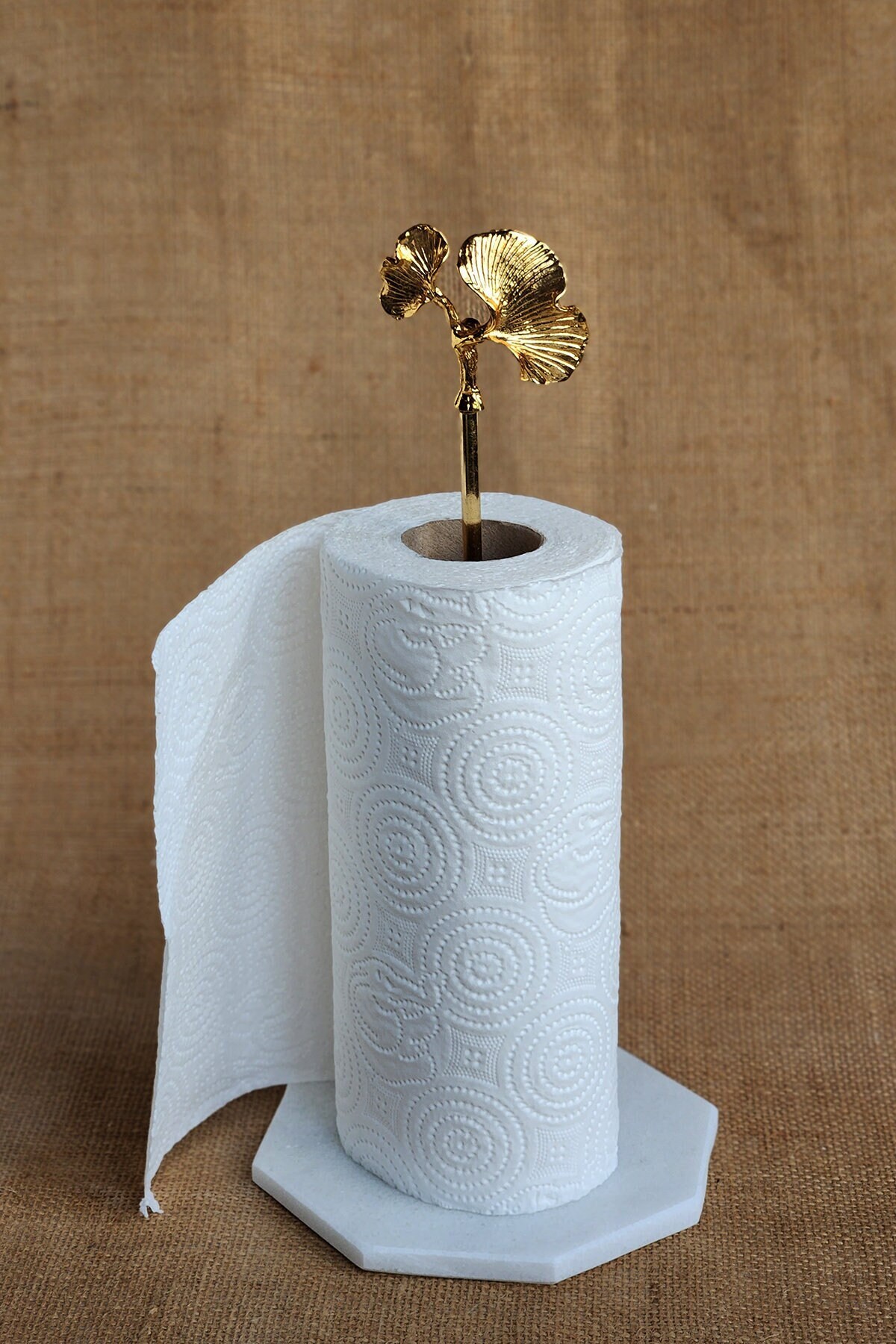 Ferm Living Paper Towel Holder Black Brass Marble Base - Batten Home