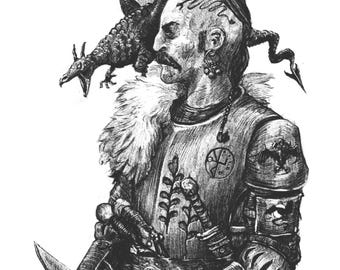 Dragonlord - Fantasy Art Print | A4 | Dragon - Warrior - Medieval