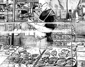 London Borough Market Art Print – Artisan Bakery Illustration