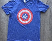 Anvil Captain America Marijuana Superweed Blue Runtime Men 39 s T Shirt Size Medium
