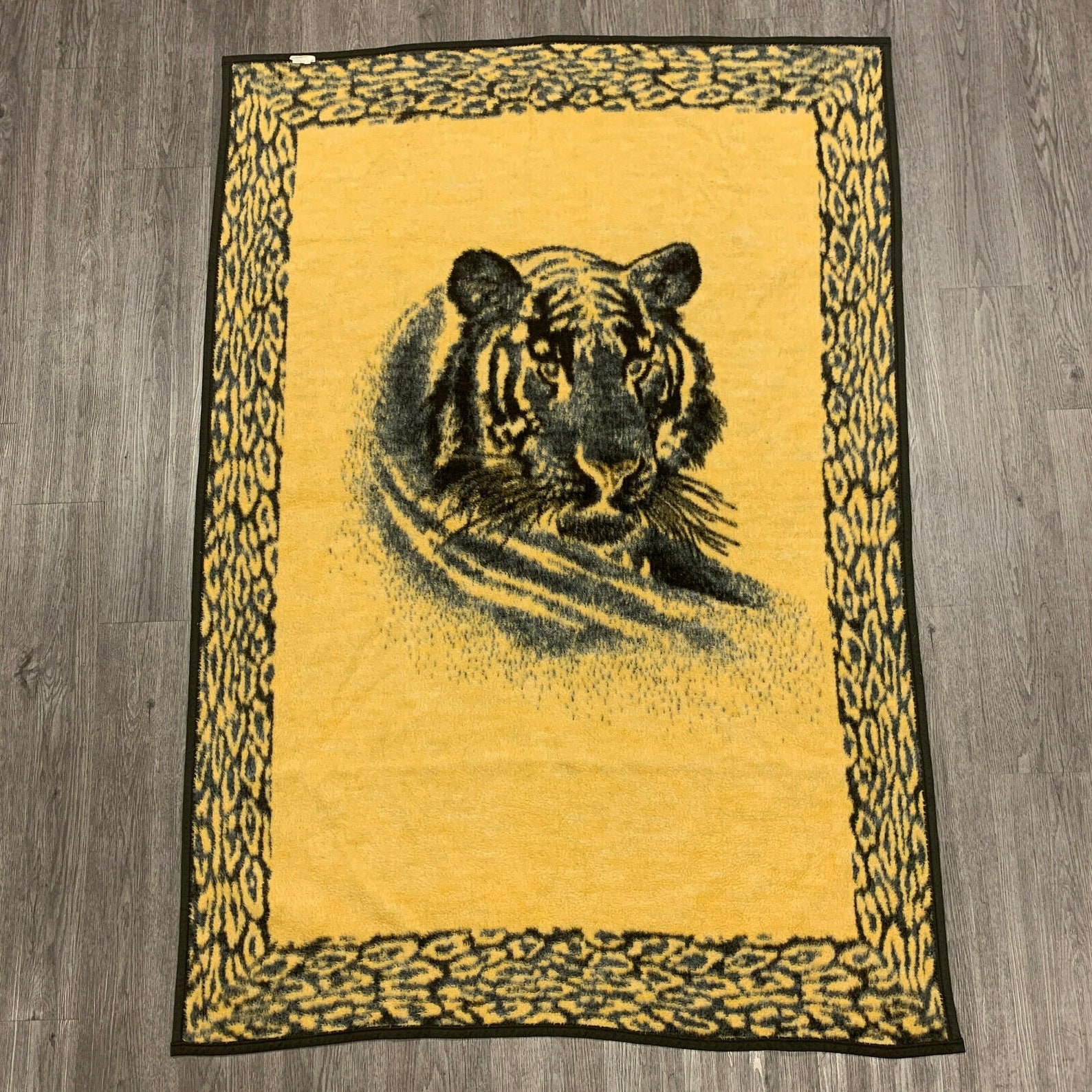 Vintage Biederlack Tiger Blanket 54x78 Reversible Etsy