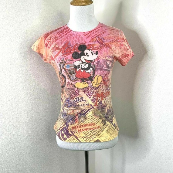Vintage Mickey Mouse Classic Shirt Women M All Ove