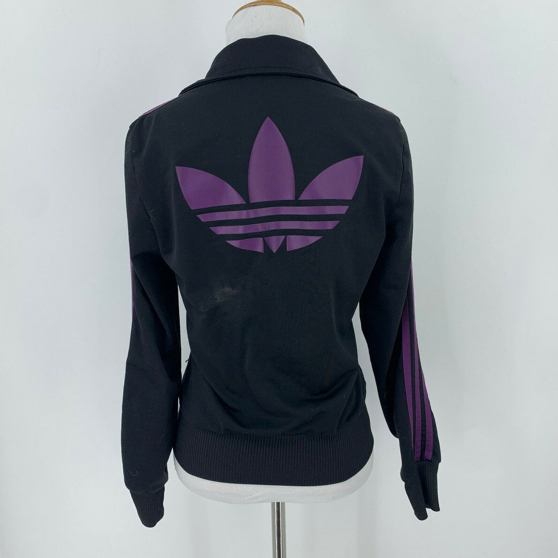 Vintage Adidas Track Jacket Womens Size S Black Purple Trefoil Etsy