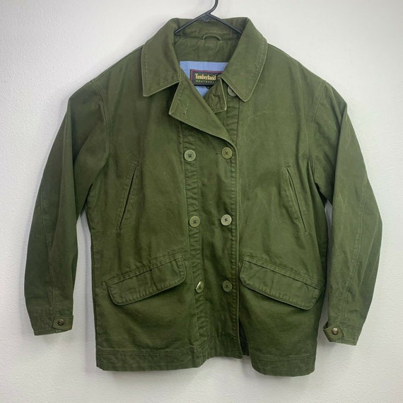 Vintage 90s Timberland Men's Green Long Sleeve But