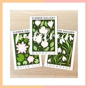 Lot de 3 grandes cartes postales florales | Impressions d'art murales et de bureau | Cartes postales botaniques | Papier glacé 5 x 7 pouces