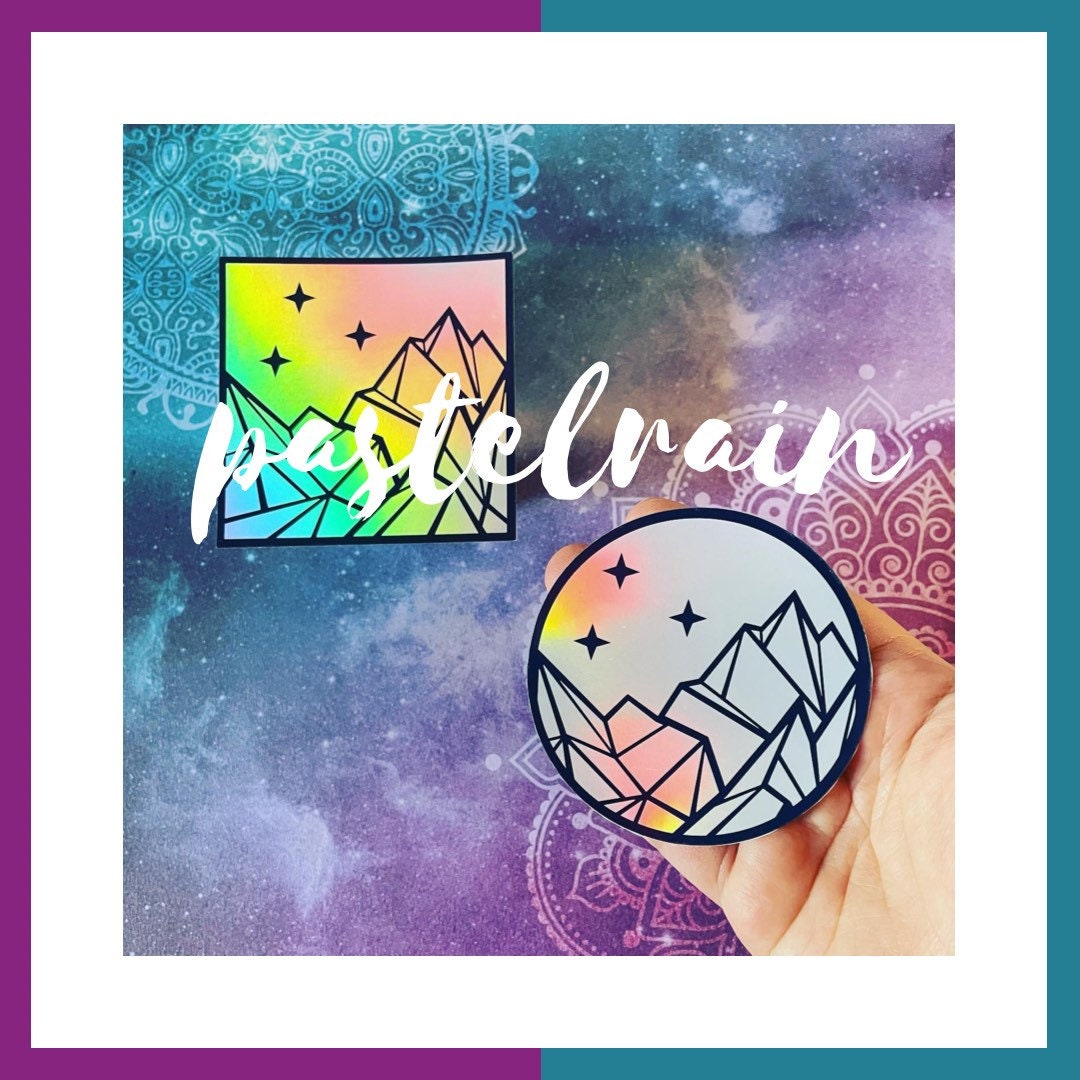 Three Stars Over the Mountains 3x3 In. Laminated Holographic - Etsy